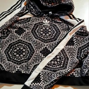 Adidas Hoodie Geometric Black & White Rare Size M